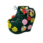 VINTAGE : UPCYCLED FLOWER ANKLE BOOTS : 39