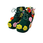 VINTAGE : UPCYCLED FLOWER ANKLE BOOTS : 39