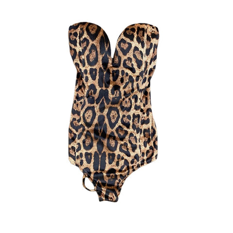 VINTAGE : LEOPARD PRINT BODYSUIT : S