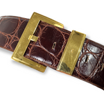BROWN BELT WITH CROCO SURFACE TEXTURE : SIZE 80