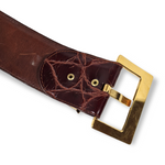 BROWN BELT WITH CROCO SURFACE TEXTURE : SIZE 80