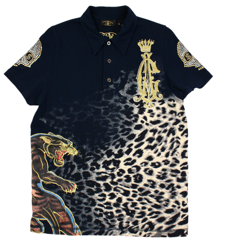 CHRISTIAN AUDIGIER : PANTHER EMBOSSED POLO SHIRT : S
