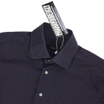 UNGARO : Navy Stripe Long Sleeve Shirt: L