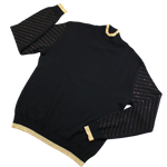VERSACE : JEANS COUTURE : BLACK PULLOVER WITH GOLD DETAILING : XXL
