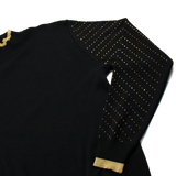 VERSACE : JEANS COUTURE : BLACK PULLOVER WITH GOLD DETAILING : XXL